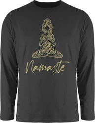 Shirtracer Rundhalsshirt Namaste Yoga Meditation Mandala Yoga Dunkelgrau/Grün/Beige/Schwarz/Braun/Grau/Dunkelgrün
