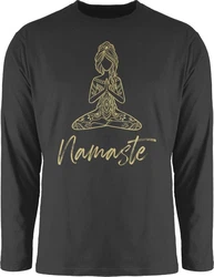 Shirtracer Rundhalsshirt Namaste Yoga Meditation Mandala Yoga Dunkelgrau/Grün/Beige/Schwarz/Braun/Grau/Dunkelgrün