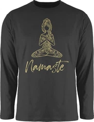 Shirtracer Rundhalsshirt Namaste Yoga Meditation Mandala Yoga Dunkelgrau/Grün/Beige/Schwarz/Braun/Grau/Dunkelgrün