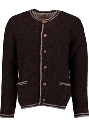 Strickjacke Fudei Trachten-Wolljacke mit Rundhalsausschnitt und Paspeltaschen