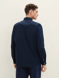 TOM TAILOR Hemd Langarmhemd STRETCH POPLIN Dunkelblau