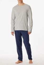 Schiesser Pyjama Casual Nightwear Herren Schlafanzug Grau