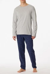 Schiesser Pyjama Casual Nightwear Herren Schlafanzug Grau