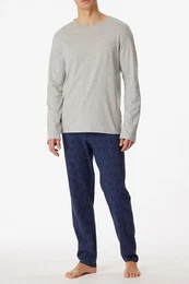 Pyjama Casual Nightwear (2 tlg) Herren Schlafanzug lang - reine Baumwolle