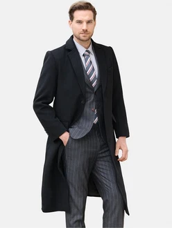 Allthemen Mantel Herren klassisches Design Schwarz/Dunkelgrau
