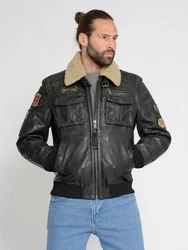 MUSTANG Lederjacke Karlstad Dunkelgrau/Creme/Schwarz/Dunkelgrün/Grau/Khaki/Blau