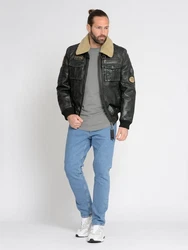MUSTANG Lederjacke Karlstad Dunkelgrau/Creme/Schwarz/Dunkelgrün/Grau/Khaki/Blau