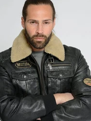 MUSTANG Lederjacke Karlstad Dunkelgrau/Creme/Schwarz/Dunkelgrün/Grau/Khaki/Blau