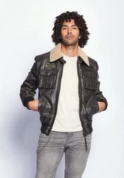 MUSTANG Lederjacke Karlstad Schwarz/Dunkelgrau/Creme/Blau/Grau/Dunkelbraun
