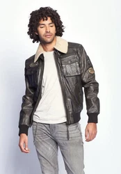 MUSTANG Lederjacke Karlstad Schwarz/Dunkelgrau/Creme/Blau/Grau/Dunkelbraun