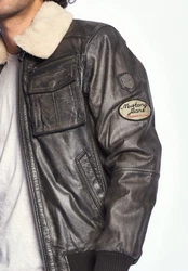 MUSTANG Lederjacke Karlstad Schwarz/Dunkelgrau/Creme/Blau/Grau/Dunkelbraun