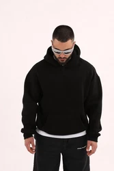 COFI Casuals Basic Oversized Hoodie Premium Kapuzenpullover Unisex Schwarz