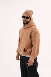 COFI Casuals Basic Oversized Hoodie Premium Kapuzenpullover Unisex Beige/Braun