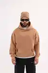 COFI Casuals Basic Oversized Hoodie Premium Kapuzenpullover Unisex Beige/Braun