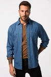 JP1880 Businesshemd Langarm Kentkragen Modern Fit Hellblau/Dunkelblau/Blau