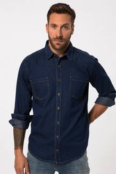 JP1880 Businesshemd Langarm Kentkragen Modern Fit Dunkelblau/Blau/Hellblau
