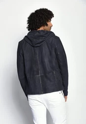 Maze Lederjacke Baton Hellblau/Schwarz/Dunkelblau