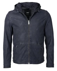 Maze Lederjacke Baton Hellblau/Schwarz/Dunkelblau