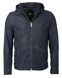 Maze Lederjacke Baton Hellblau/Schwarz/Dunkelblau