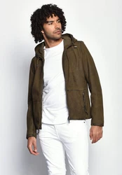 Maze Lederjacke Baton Dunkelgrün/Khaki/Grün/Beige