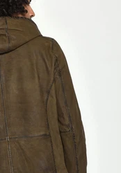 Maze Lederjacke Baton Dunkelgrün/Khaki/Grün/Beige