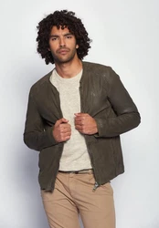 Maze Lederjacke Dobson Khaki/Dunkelgrün