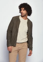 Maze Lederjacke Dobson Khaki/Dunkelgrün