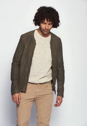 Maze Lederjacke Dobson Khaki/Dunkelgrün