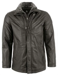 Lederjacke Carlson - Herren Lederjacke Longjacke Lammnappa schwarz
