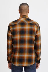 Blend Langarmhemd BHShirt Orange/Braun/Beige