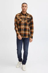Blend Langarmhemd BHShirt Orange/Braun/Beige