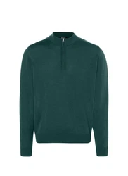 MAERZ Muenchen Strickpullover Stehkragen Zip Dunkelgrün/Türkis/Grün