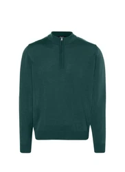 MAERZ Muenchen Strickpullover Stehkragen Zip Dunkelgrün/Türkis/Grün