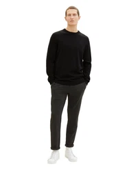 TOM TAILOR Strickpullover Basic Crewneck Knit Schwarz/Dunkelgrau/Grau
