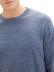 TOM TAILOR Strickpullover Basic Crewneck Knit Grau/Dunkelblau/Hellblau/Blau