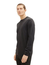 TOM TAILOR Strickpullover Basic Crewneck Knit anthrazit
