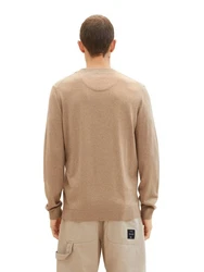 TOM TAILOR Strickpullover Basic Crewneck Knit Beige/Braun/Khaki