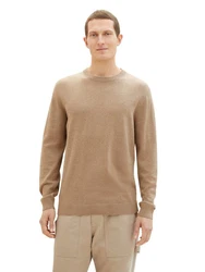 TOM TAILOR Strickpullover Basic Crewneck Knit Beige/Braun/Khaki