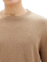 TOM TAILOR Strickpullover Basic Crewneck Knit Beige/Braun/Khaki