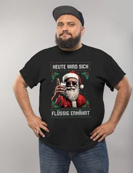 MoonWorks Herren T-Shirt Weihnachten Spruch Grau/Schwarz/Rot
