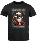 MoonWorks Herren T-Shirt Weihnachten Spruch Grau/Schwarz/Rot