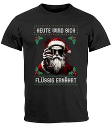MoonWorks Herren T-Shirt Weihnachten Spruch Grau/Schwarz/Lila/Rot