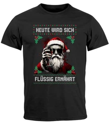 MoonWorks Herren T-Shirt Weihnachten Spruch Grau/Schwarz/Lila/Rot
