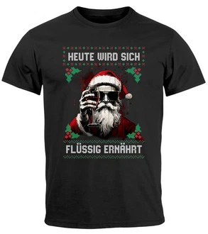 MoonWorks Herren T-Shirt Weihnachten Spruch Grau/Schwarz/Lila/Rot