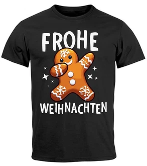 MoonWorks Herren T-Shirt Weihnachten Dabbing Braun/Beige/Schwarz/Orange
