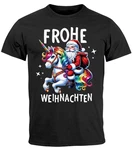 MoonWorks Herren T-Shirt Weihnachten Dabbing Braun/Grau/Schwarz/Weiß