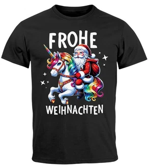 MoonWorks Herren T-Shirt Weihnachten Dabbing Braun/Grau/Schwarz/Weiß