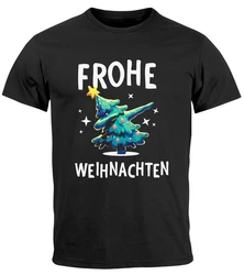 MoonWorks Herren T-Shirt Weihnachten Dabbing Schwarz/Dunkelgrün/Braun/Lila
