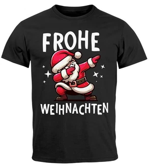MoonWorks Herren T-Shirt Weihnachten Dabbing Braun/Schwarz/Beige/Grau/Rot