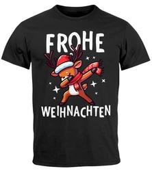 MoonWorks Herren T-Shirt Weihnachten Dabbing Schwarz/Braun/Rot/Orange/Beige/Grau
